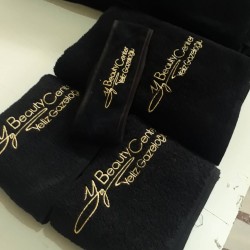 Siyah havlu seti - Özel Logo baskılı üretim