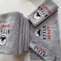 Açık gri havlu seti - Özel logolu üretim