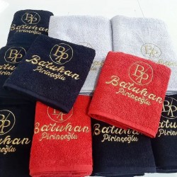 Kırmızı, beyaz, siyah kuaför berber havlusu özel logo nakış ve baskılı üretim