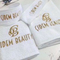 beyaz güzellik salonu havlu seti - baş havlusu sedye havlusu saç bandı - özel logo nakışlı üretim