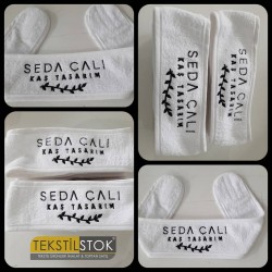Baskılı havlu saç bandı - cilt bakım bandı özel logo nakışlı ve özel baskılı üretim