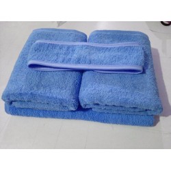 Toptan Mavi Havlu Seti - El Havlusu - Banyo Havlusu - Saç Bandı - 