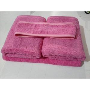 Toptan Pembe Havlu Seti - El Havlusu - Banyo Havlusu - Saç Bandı - 