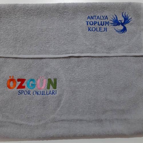 Spor Okulları özel logo nakışlı havlu üretimi 