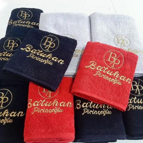 Kırmızı, beyaz, siyah kuaför berber havlusu özel logo nakış ve baskılı üretim